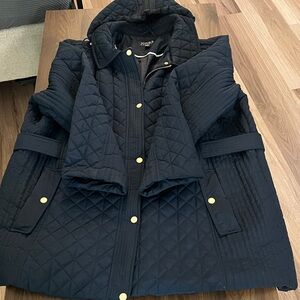 Jones New York Navy Quilted Puffer Jacket with detachable hood